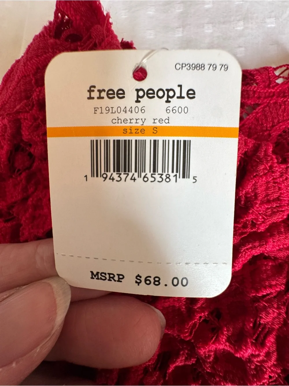 Free People Red Lace Tiered Camisole